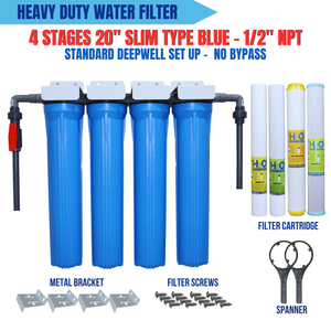 4 Stages 20" Slim Type Standard Deepwell Set Up 1/2" NPT