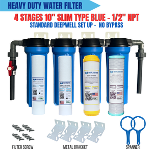 4 Stages 10" Slim Type Standard Deepwell Set Up 1/2" NPT