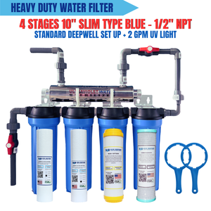 4 Stages 10" Slim Type Standard Deepwell Set Up 1/2" NPT