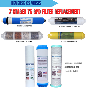 7 Stages 75 GPD Filter Replacement Set for Reverse Osmosis City Water