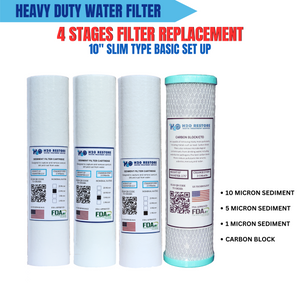 4 Stages 10" Slim Type Basic Filter Replacement Set