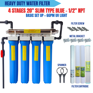 4 Stages 20" Slim Type Basic Set Up with 6GPM UV Light