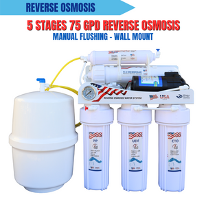 5 STAGES 75 GPD REVERSE OSMOSIS WALL-MOUNT MANUAL FLUSHING