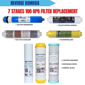 7 Stages 100 GPD Filter Replacement Set for Reverse Osmosis Deepwell Water