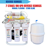7 Stages 100 GPD Reverse Osmosis Stand Alone Manual Flushing