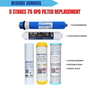 5 Stages 75 GPD Filter Replacement Set for Reverse Osmosis Deepwell Water