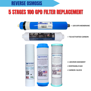 5 Stages 100 GPD Filter Replacement Set for Reverse Osmosis City Water
