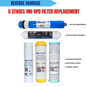 5 Stages 100 GPD Filter Replacement Set for Reverse Osmosis Deepwell Water